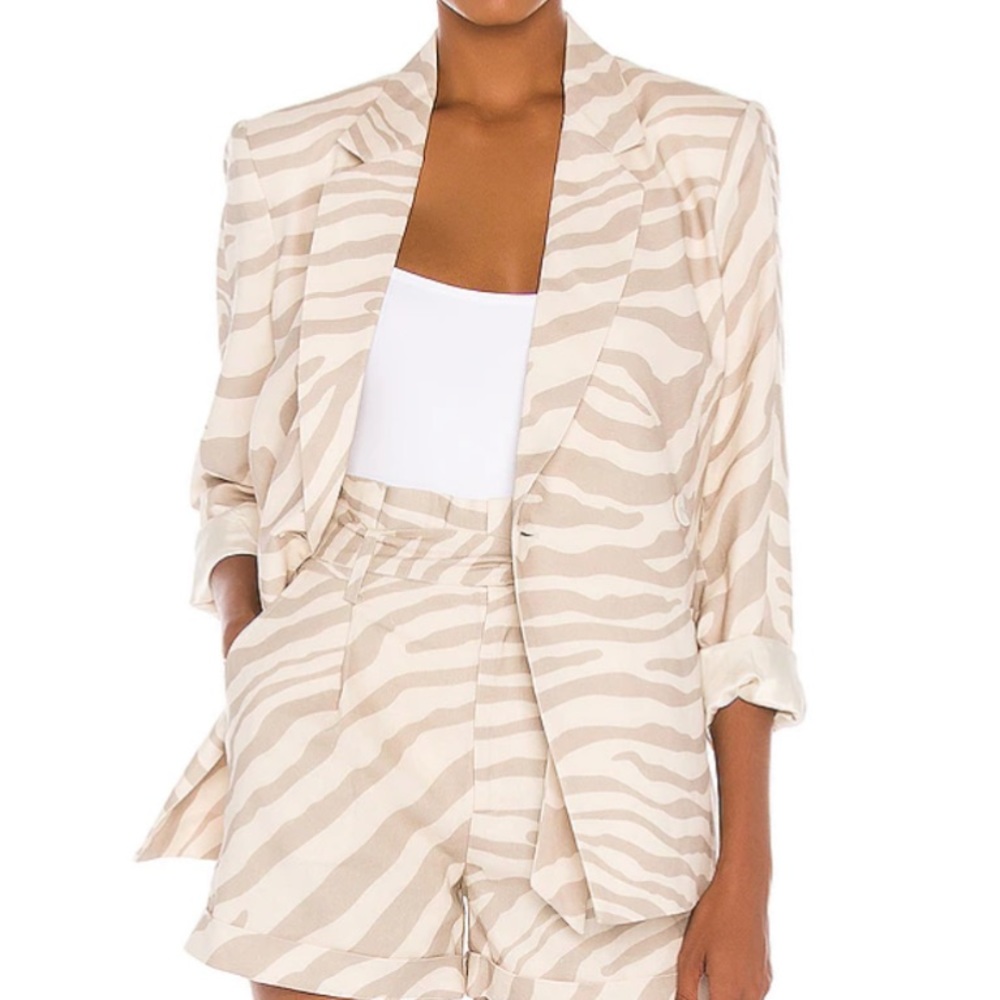 ANINE BING Kaia Blazer in Sand Zebra Size Medium
